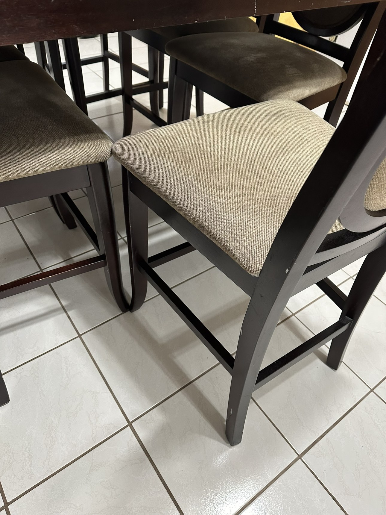 High top dining table with 6 chairs and a lazy Susan image indicator(4)