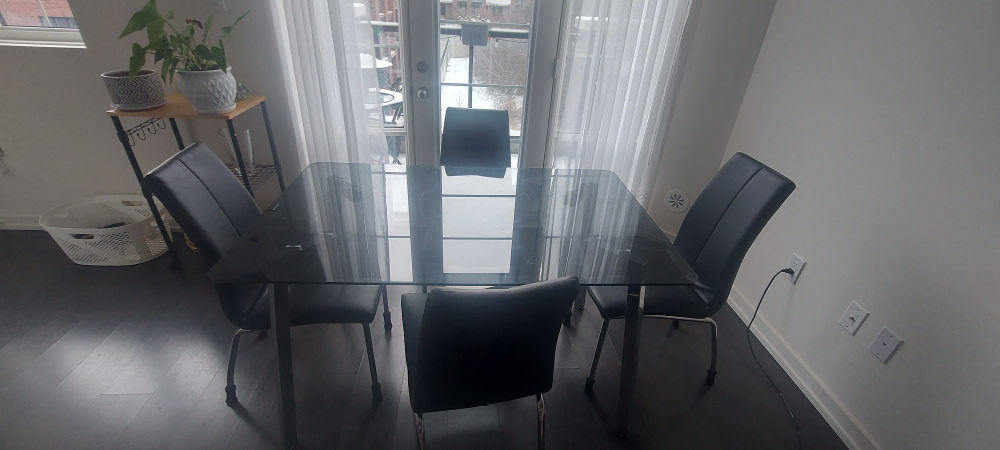 Glass Dining table and 4 chairs