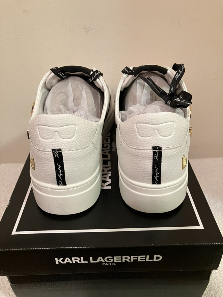 Brand New Karl Lagerfeld Girls White Leather Sneakers - size 10M - photo 4