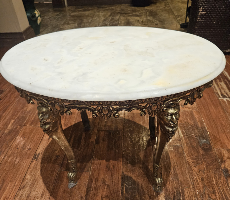 Antique coffee table with marble top