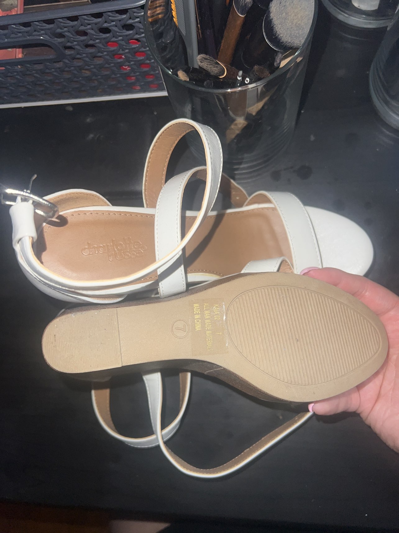 Wedge Heels with White Straps - photo 3