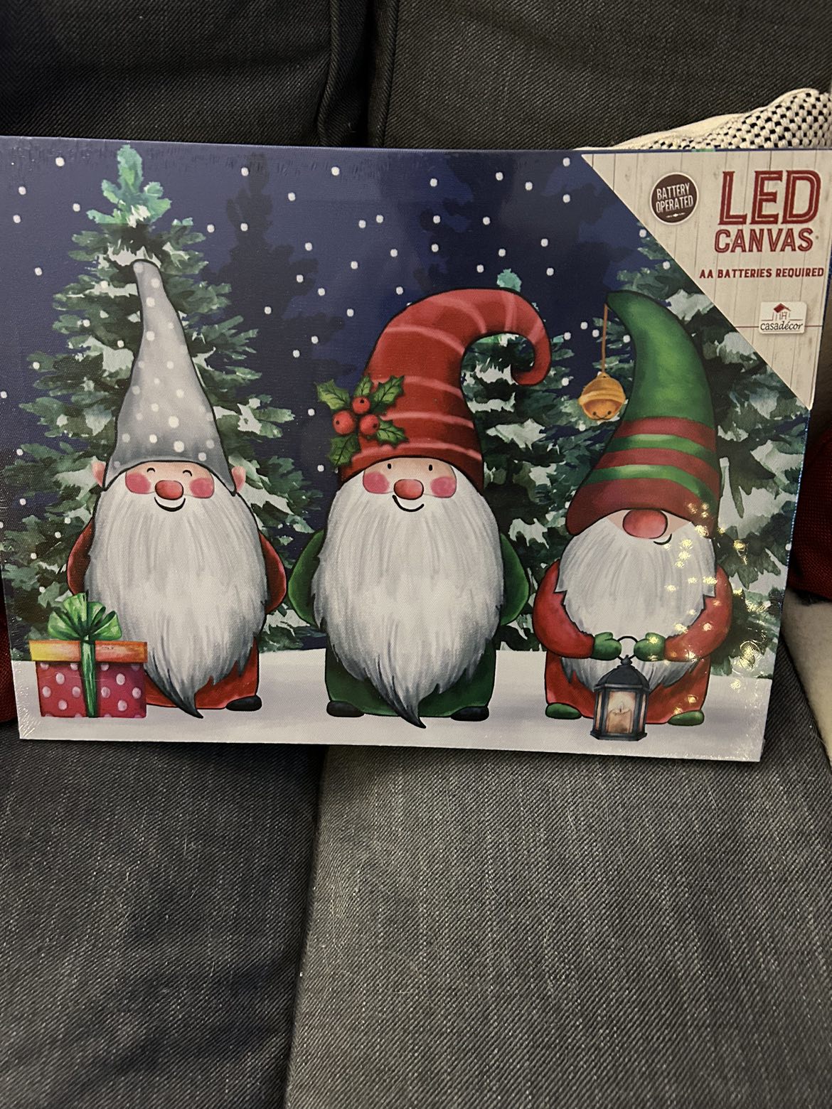 Christmas Gnomes Canvas Artwork that Lights Up thumbnail