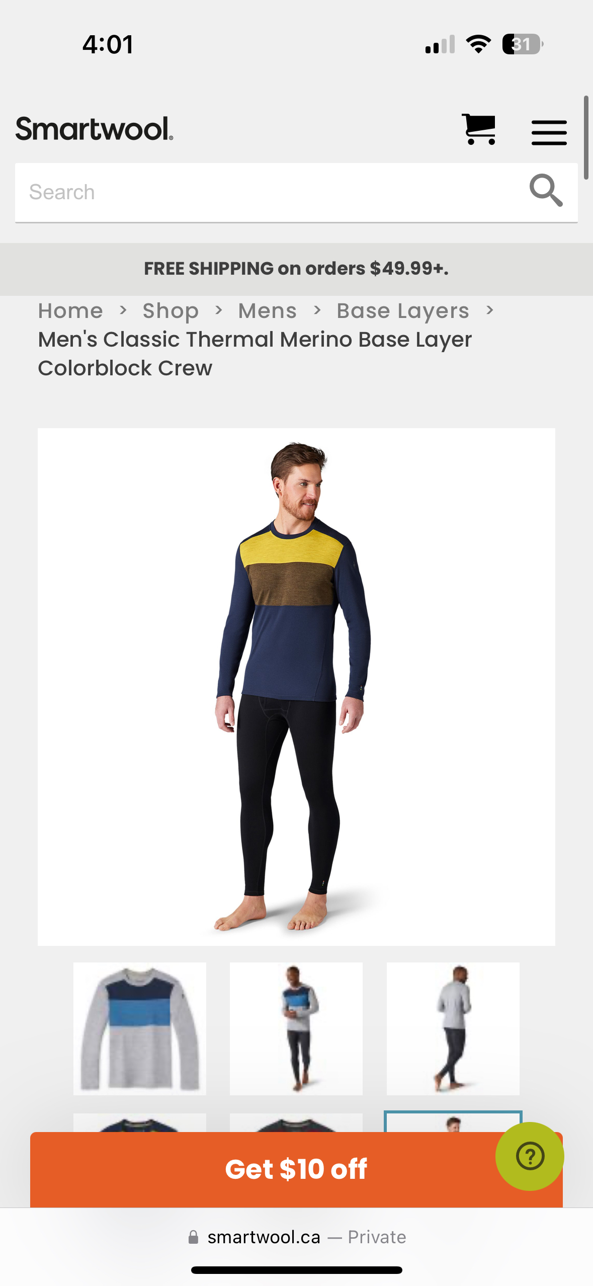 100% Merino Wool base layer