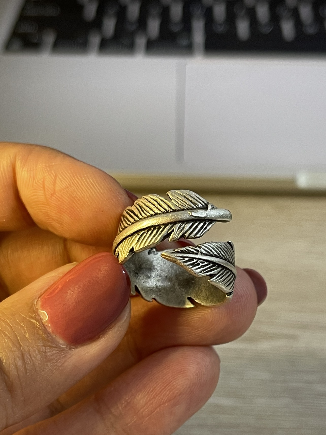 Vintage handmade leaf shape ring - photo 3