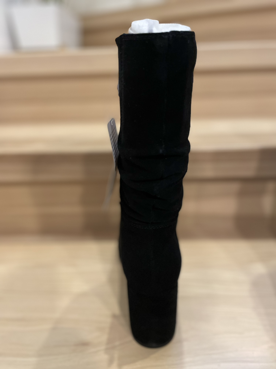 Black suede high boots 9 - fashionable medium heel image indicator(4)