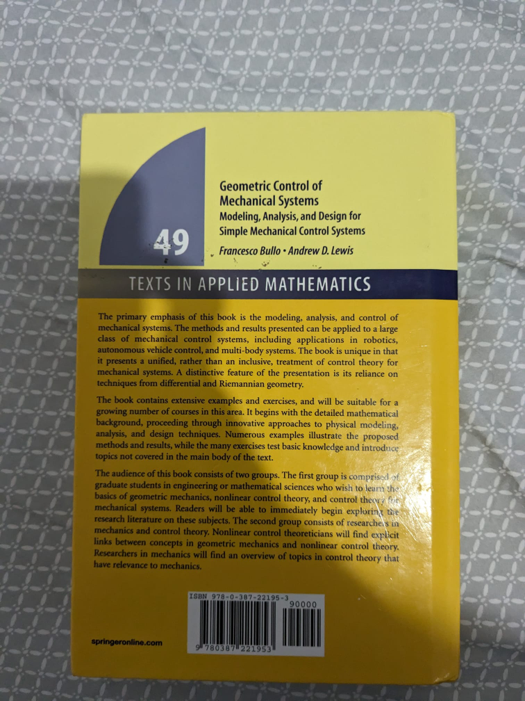 Geometric Control of Mechanical Systems.