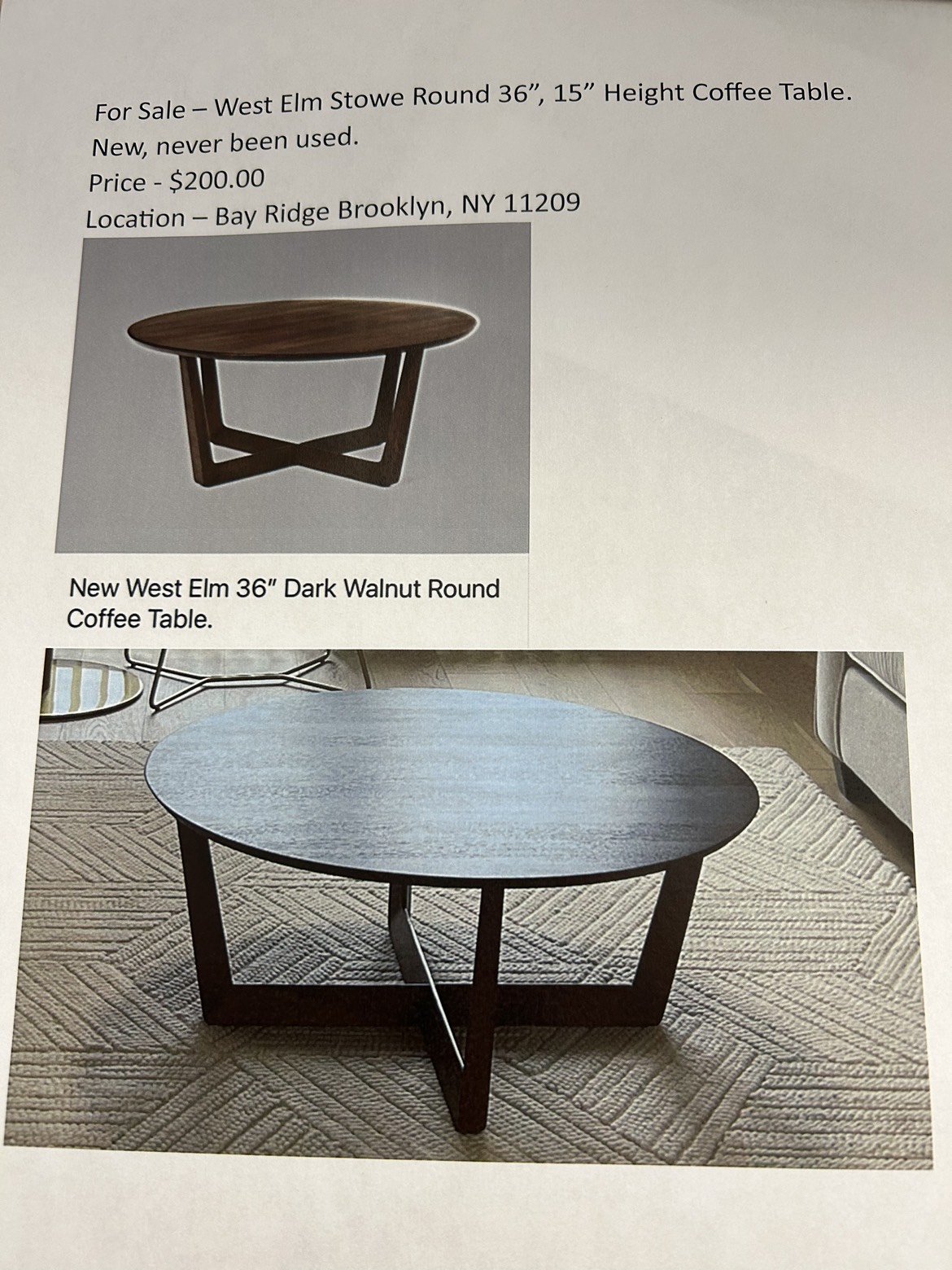 West Elm Round Coffee Table