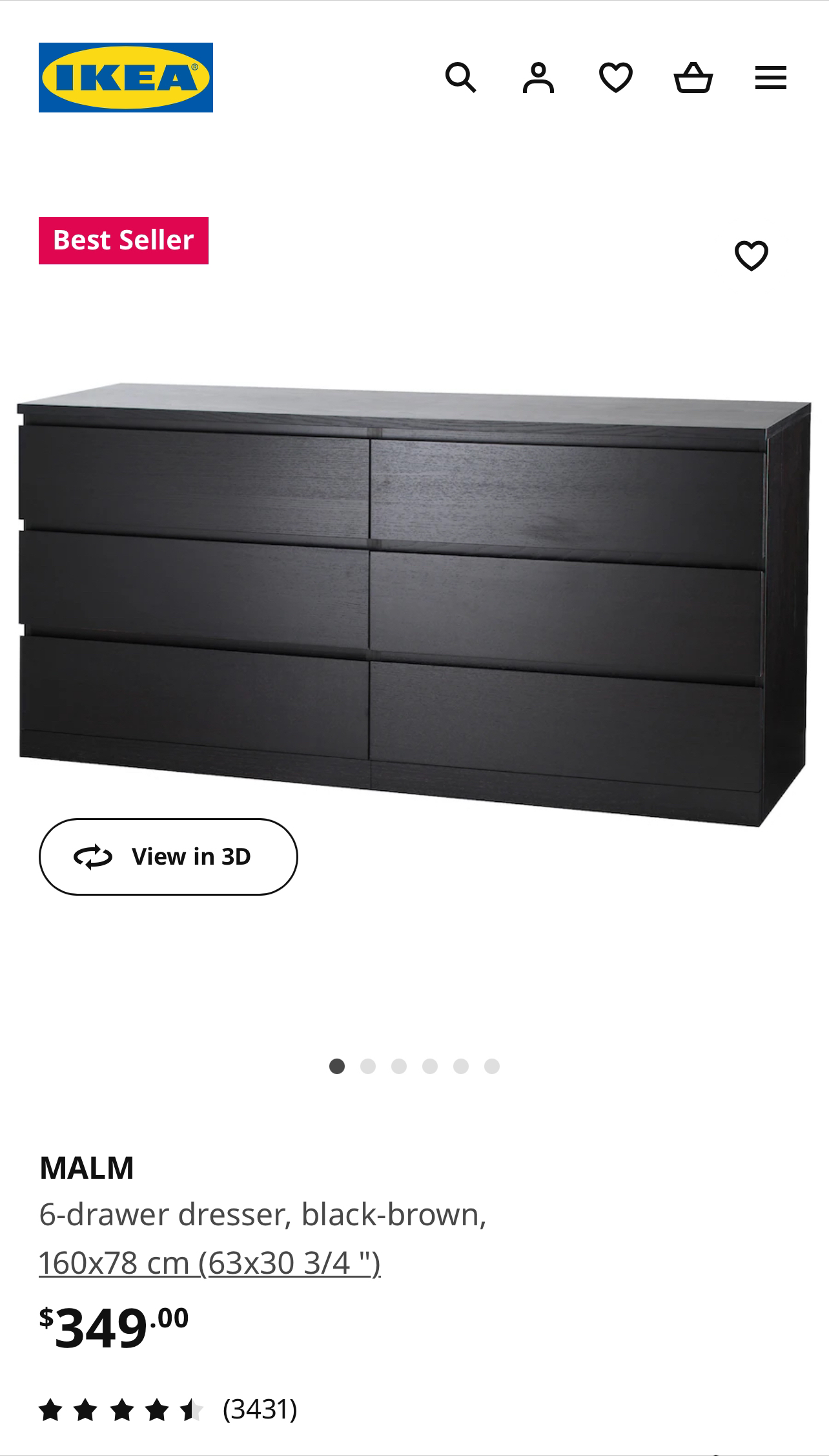 Malm 6 drawer dresser