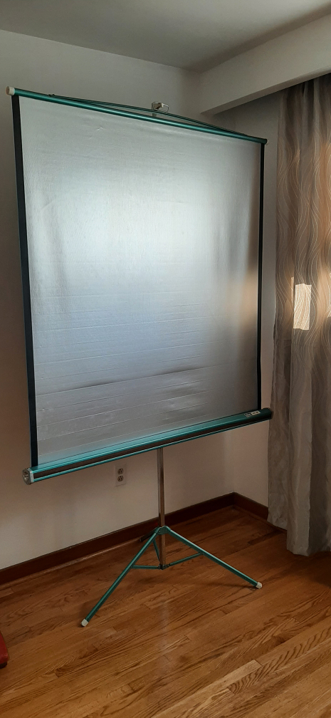 Vintage foldable collapsible tripod projector silver screen 4x4 thumbnail
