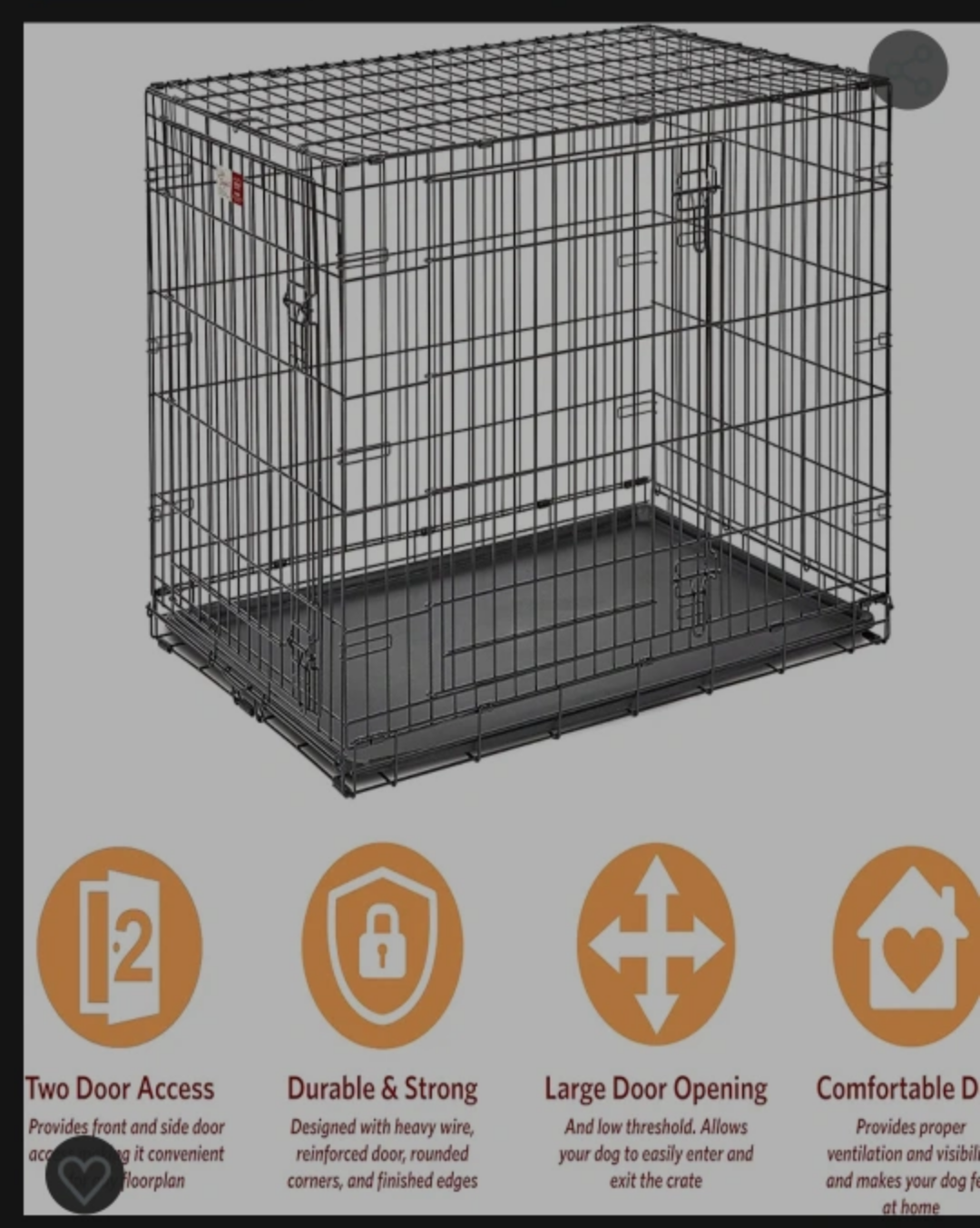 Double door pet crate. image indicator(3)
