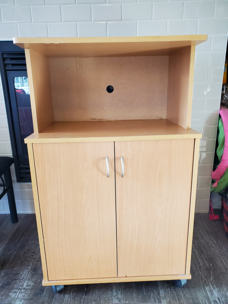 oak rolling cabinet