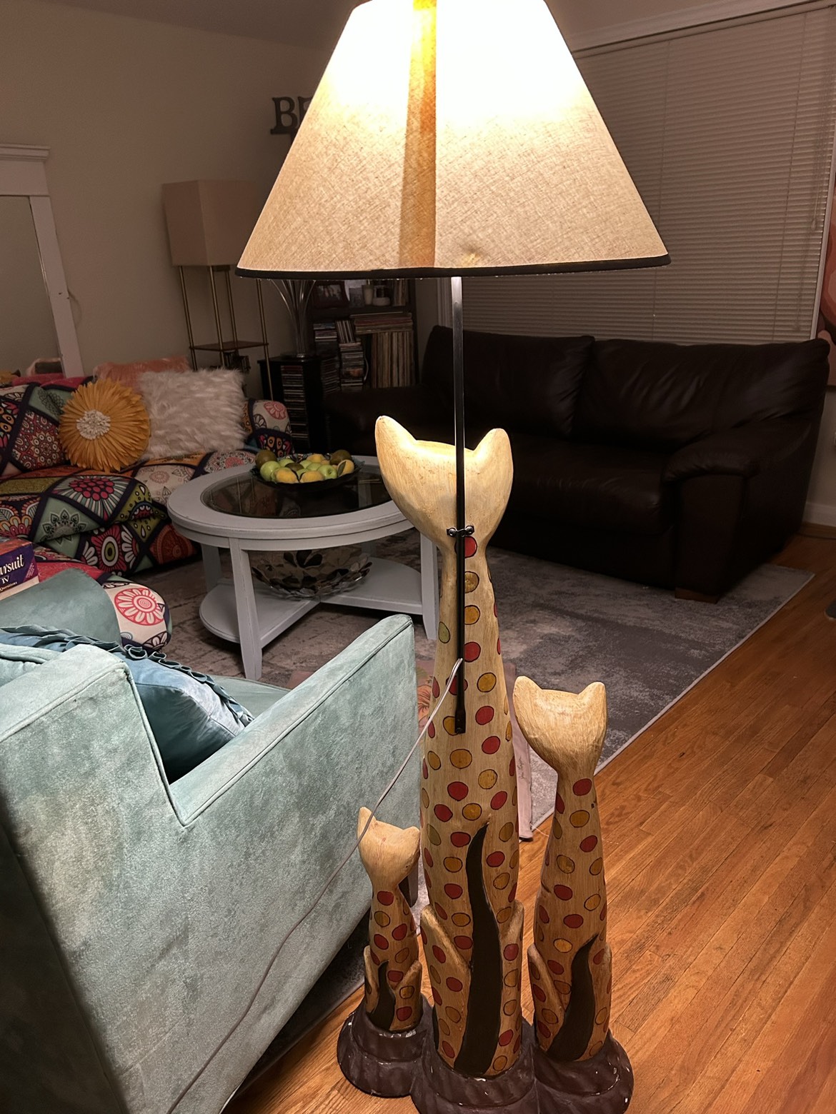 Cat Lovers Unique hand carved wooden Cat Lamp - photo 3