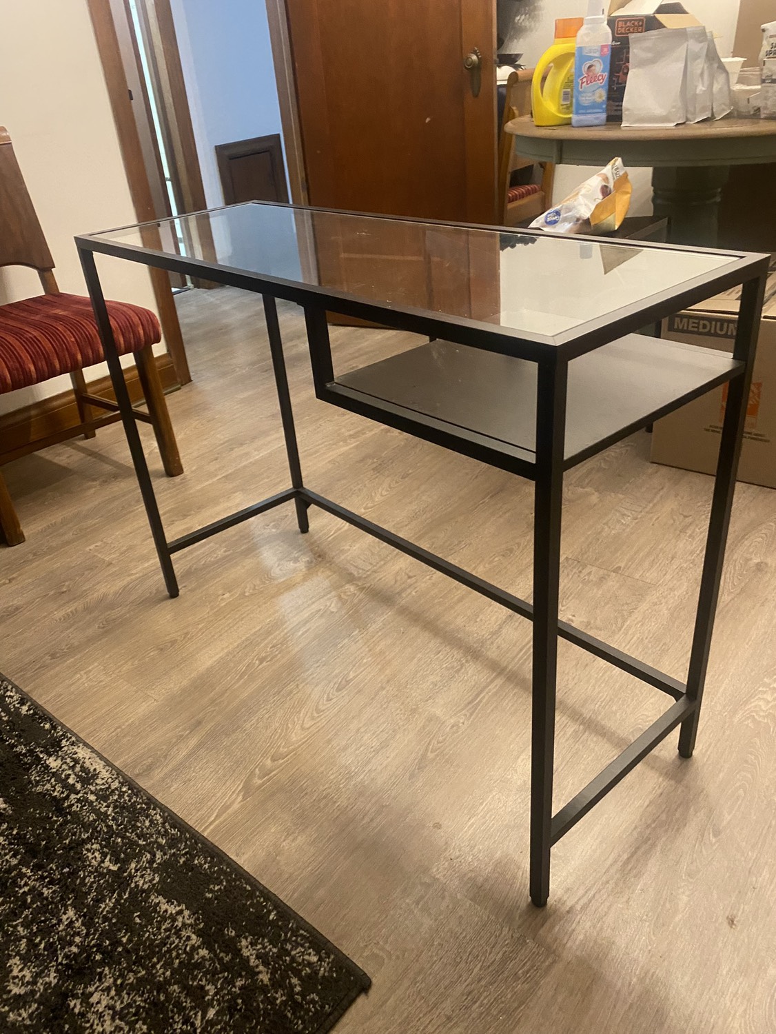 IKEA Brown/Black Glass Top Desk