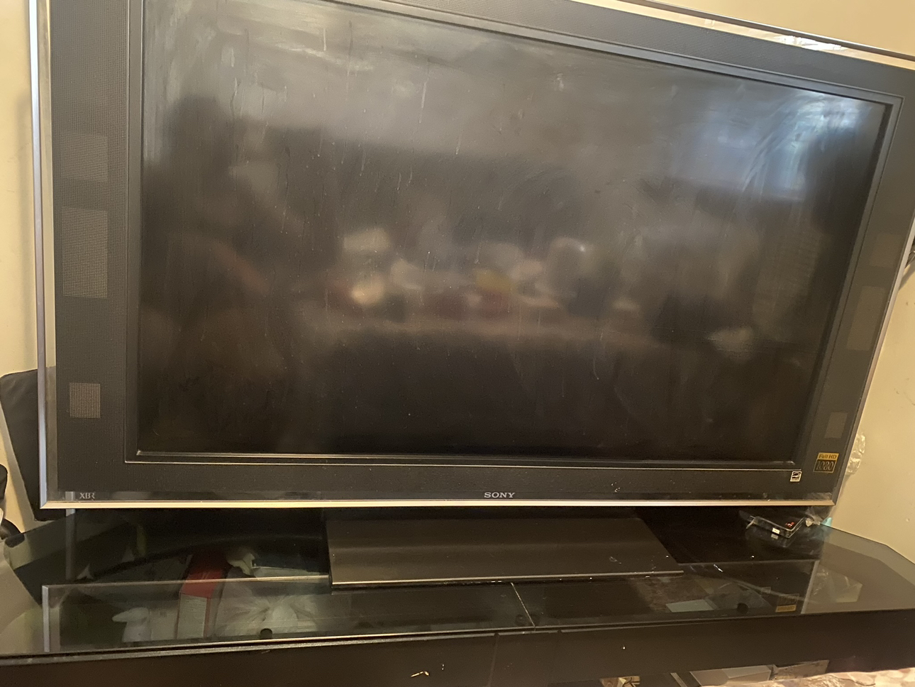 Sony Full HD 2080 TV and black temper glass TV stand image indicator(2)
