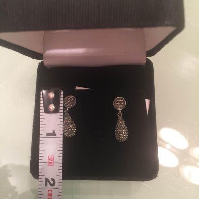 New Barney’s New York delicate drop black earrings with crystals image indicator(4)