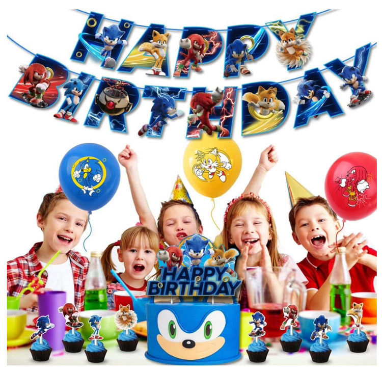 Sonic Birthday Banner Balloons Cake Toppers Ribbons - photo 5