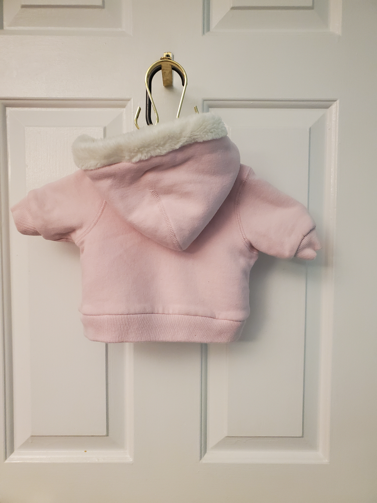 warm baby pink zip up hoodie, size 0-3 months image indicator(3)