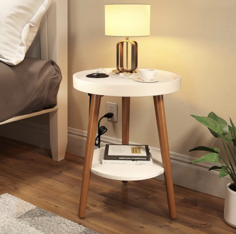 White side/coffee table with wooden legs (unused)