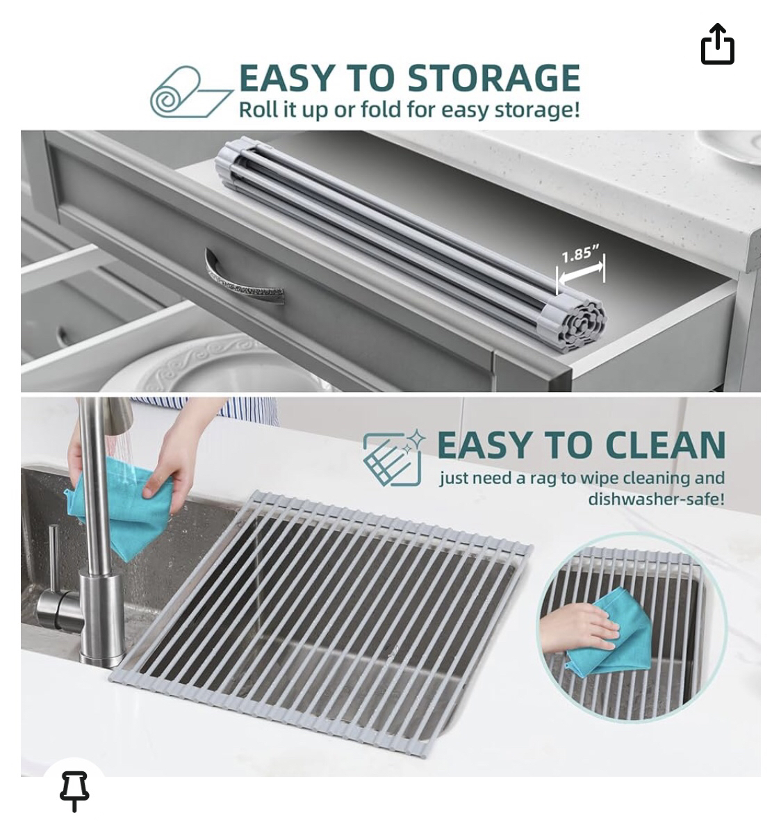 Over the sink silicone drying rack thumbnail
