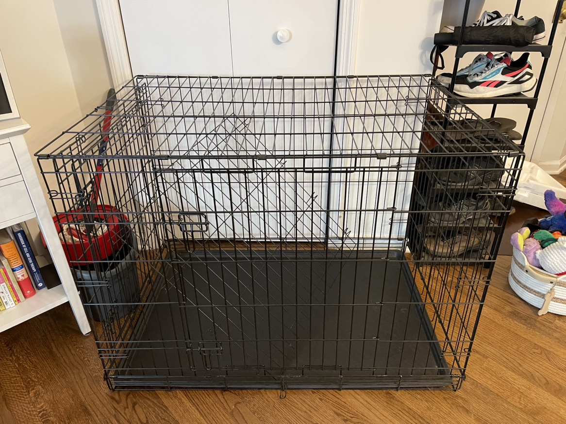 42in double door dog crate w/ divider + crate cover