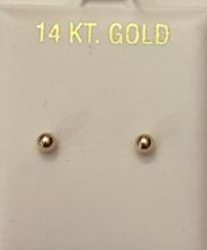 14K 3mm gold ball studs - photo 2