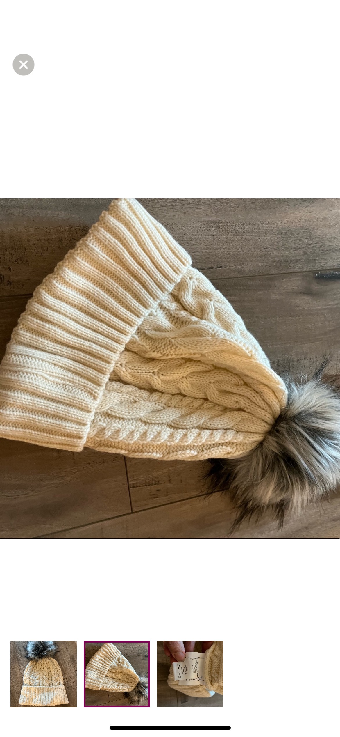 New cream color Knit Pom Pom beanie image indicator(2)