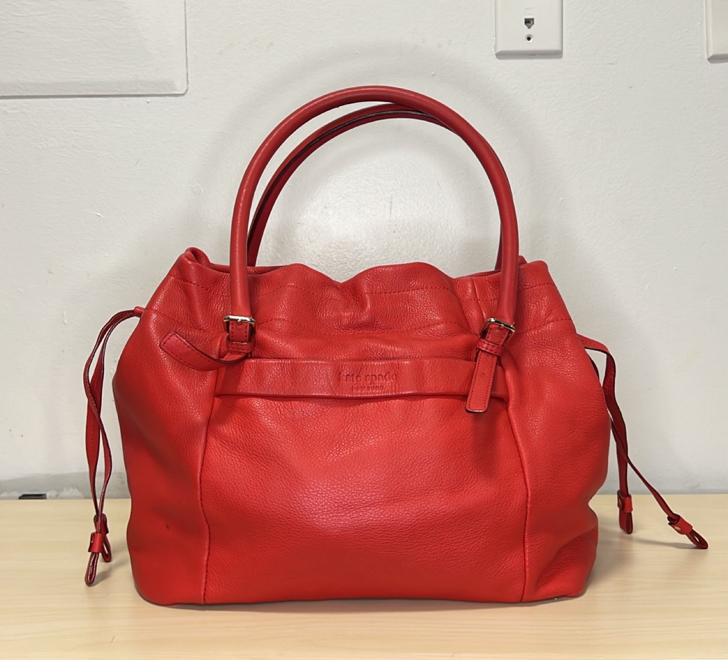 Kate Spade Westbury Drawstring Opus Red Leather Satchel thumbnail