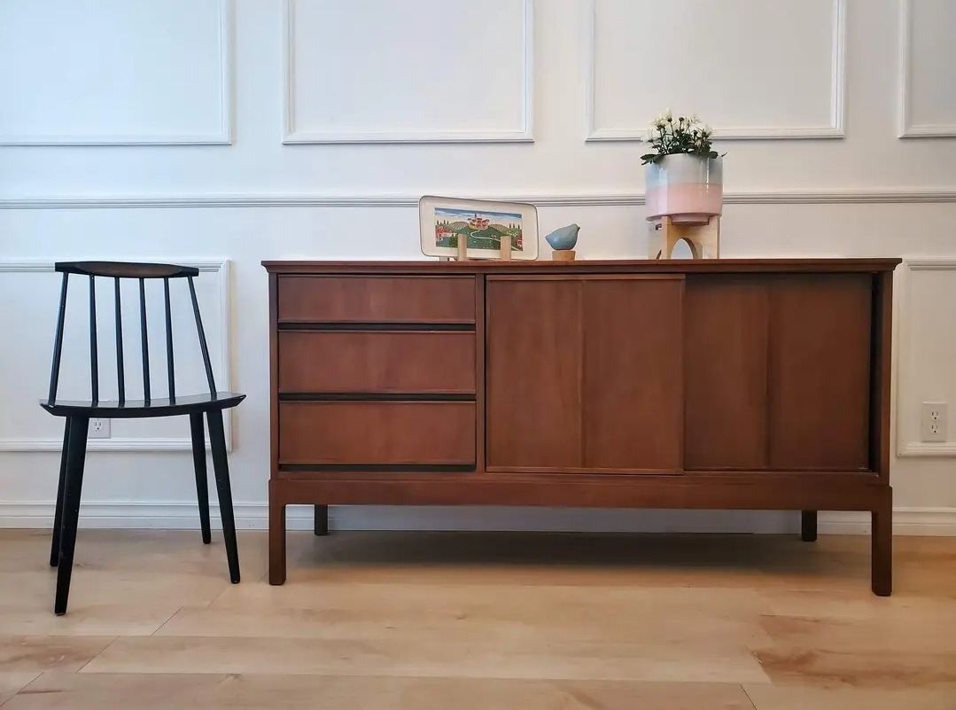 Refinished MCM Honderich Walnut Sideboard with Drawers