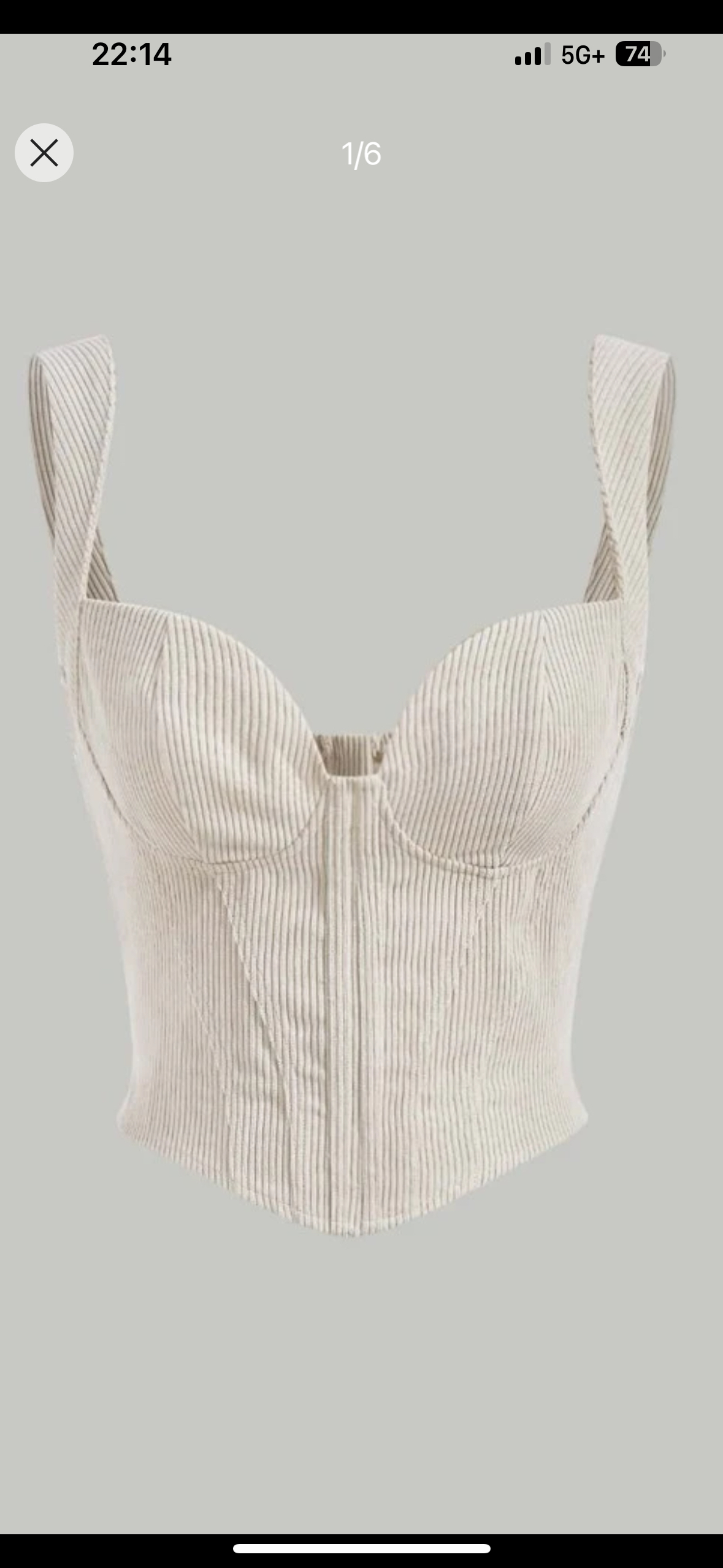 Biege coloured Zip back corset wide strap top thumbnail
