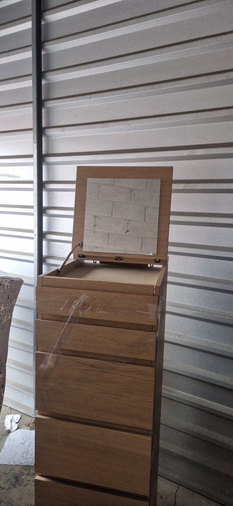 high wooden cabinet with a mirror - photo 3