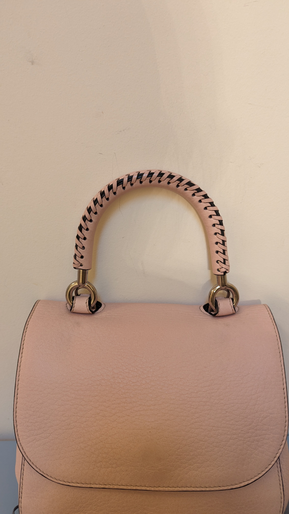Authentic Max Mara pink leather crossbody top handle bag image indicator(3)