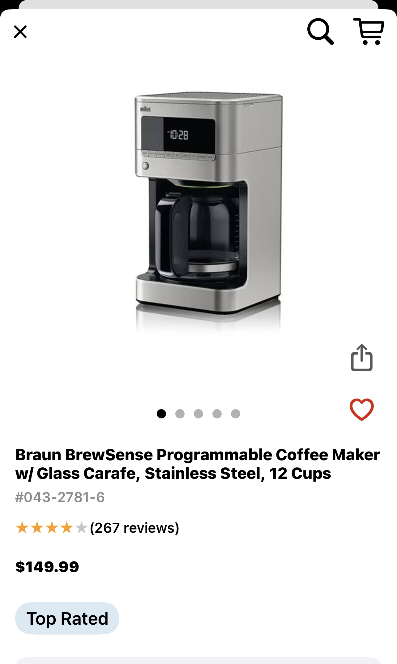 Braun 12 Cup BrewSense Programmable Coffee Maker KF7170 image indicator(8)