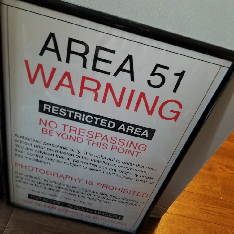 Area 51 poster framed.