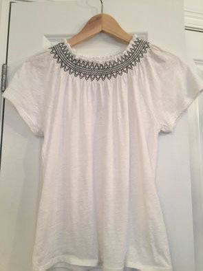BNWOT J Crew white embroidered smocked  T-shirt top image indicator(2)