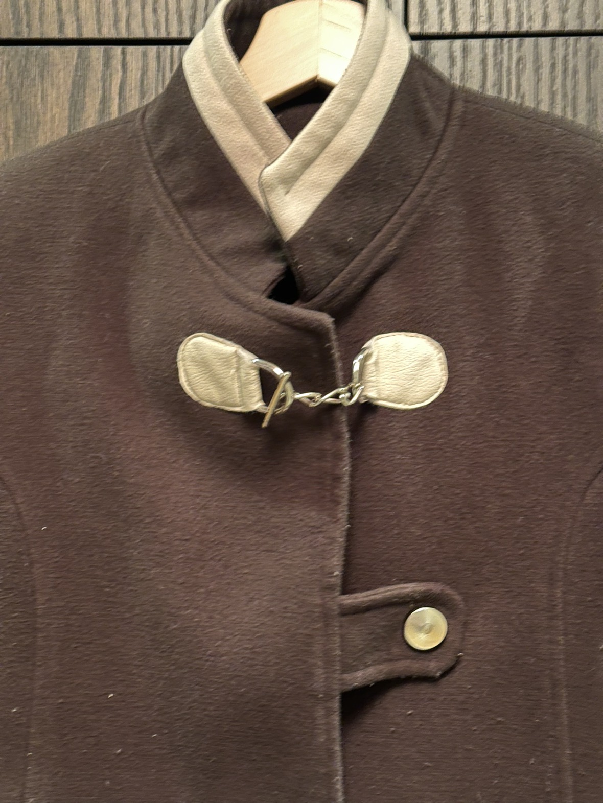 Woman Long brown and creamy color over coat image indicator(3)