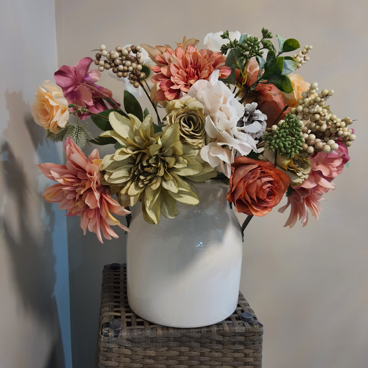 artificial  flowers and vase