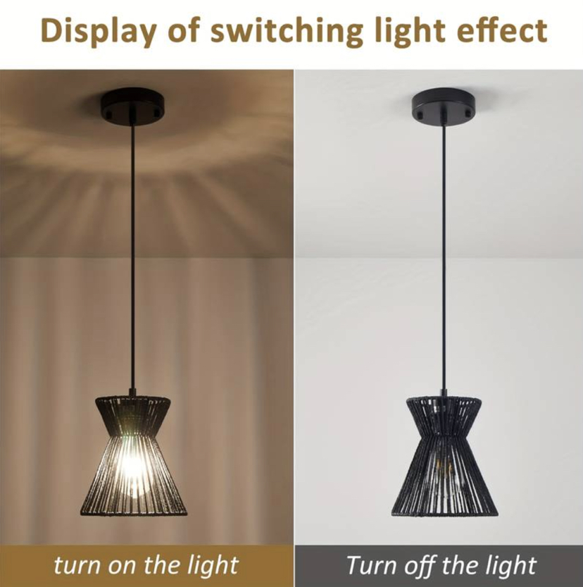 ‼️FINAL PRICE‼️Black rattan chandelier boho hanging light image indicator(4)