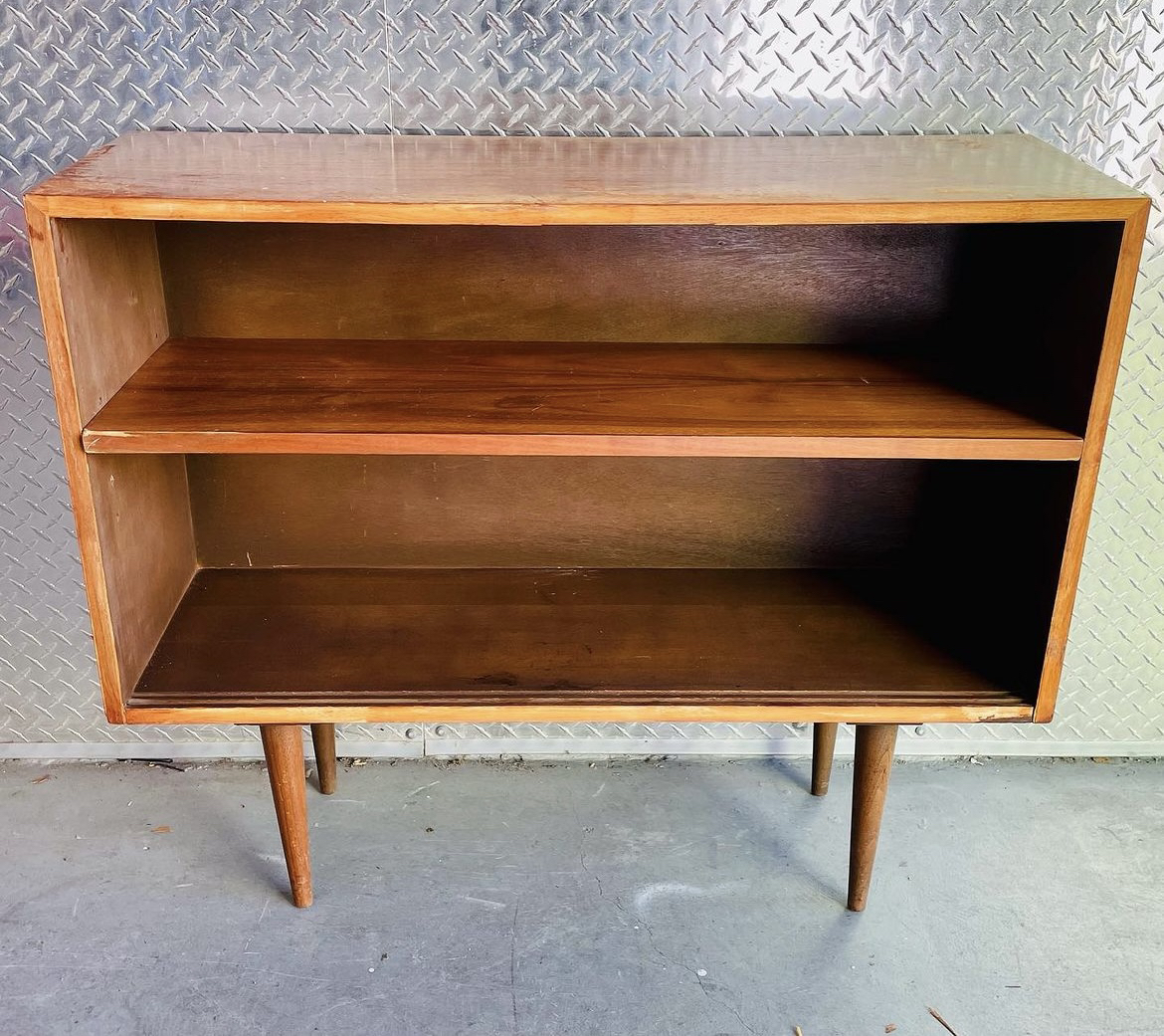 Vintage MCM Solid Wood Bookcase on Legs  (Needs some TLC) - photo 2