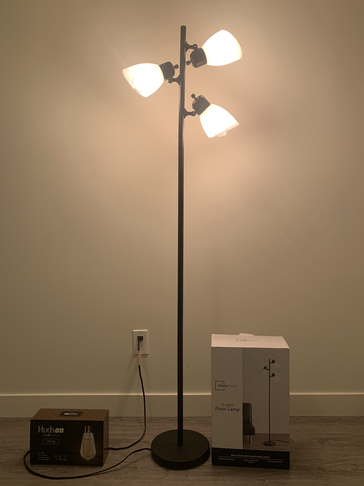 Elegant & Functional 3 Light FLOOR LAMP + 4PCS Hudson Bulbs - photo 3