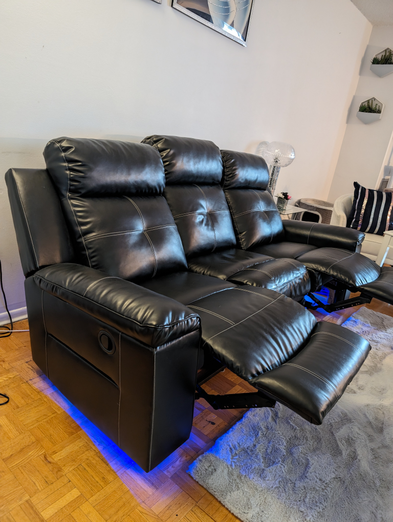 Black Recliner Couch (with blue LED Lights)