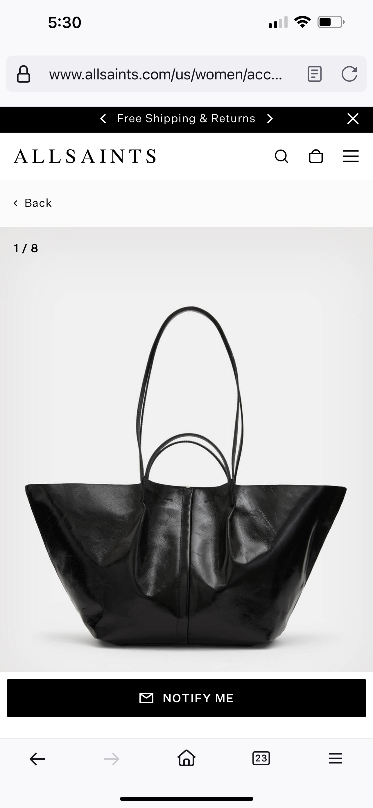 All Saints East West Tote Bag w/ leather pouch thumbnail