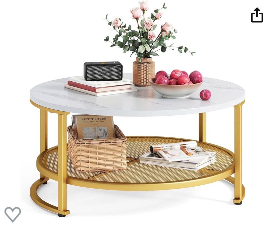 Round coffee table with shelf thumbnail