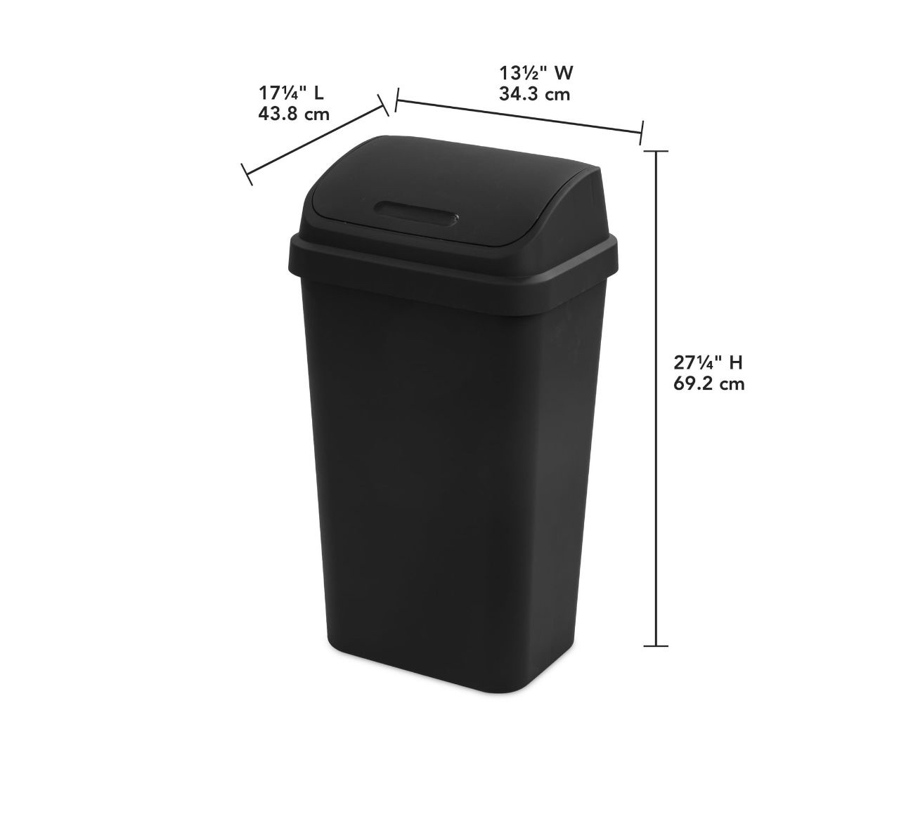 Sterilite 13 Gal. Swing Top Wastebasket Plastic, Black - photo 3