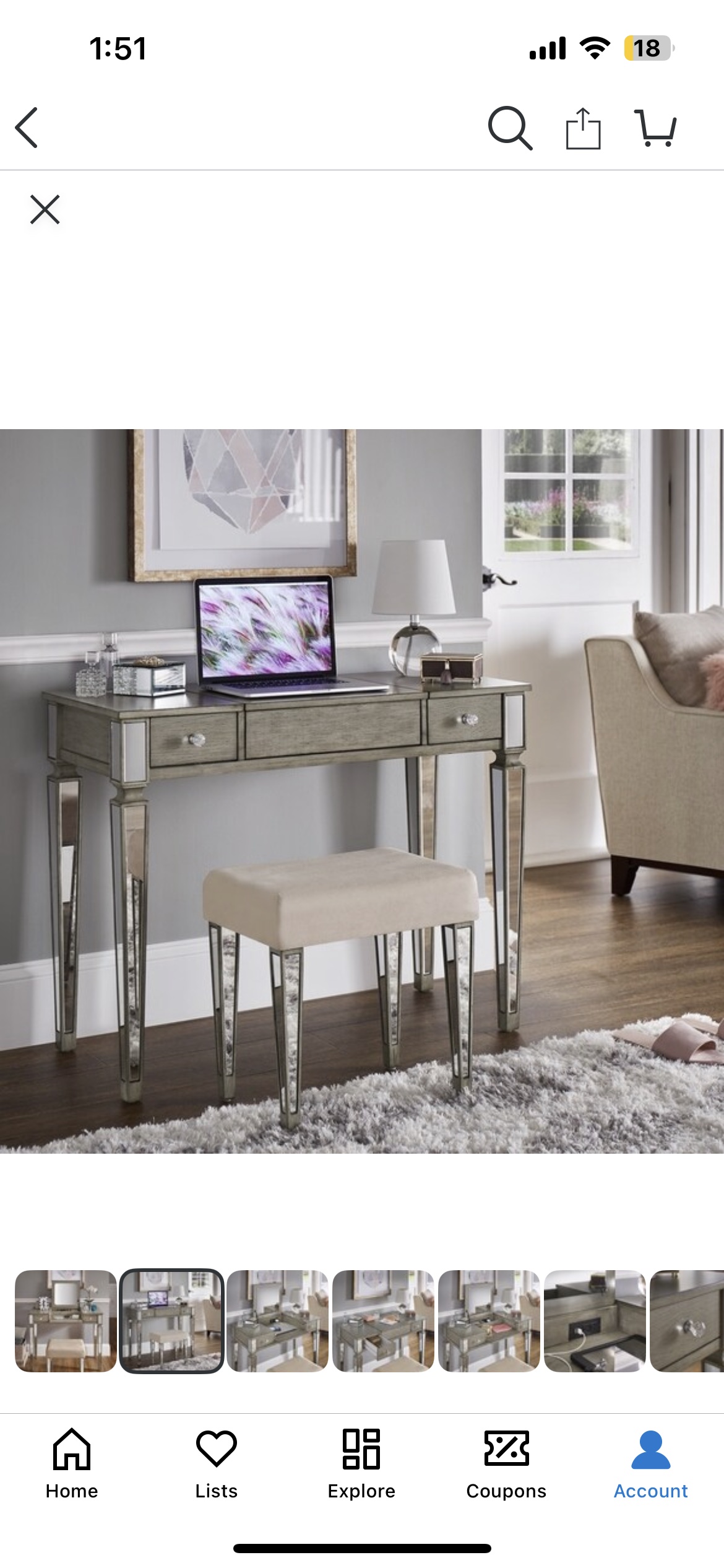 Vanity with stool- gray with mirror details - photo 2