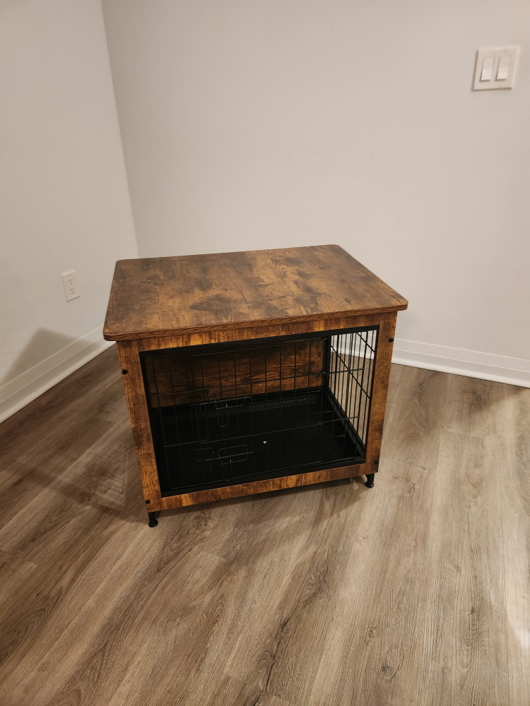 Side Table Wooden Top Dog Crate
