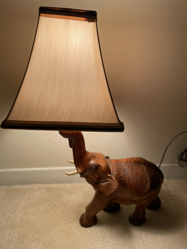 Handcrafted Wooden Elephant Lamp
