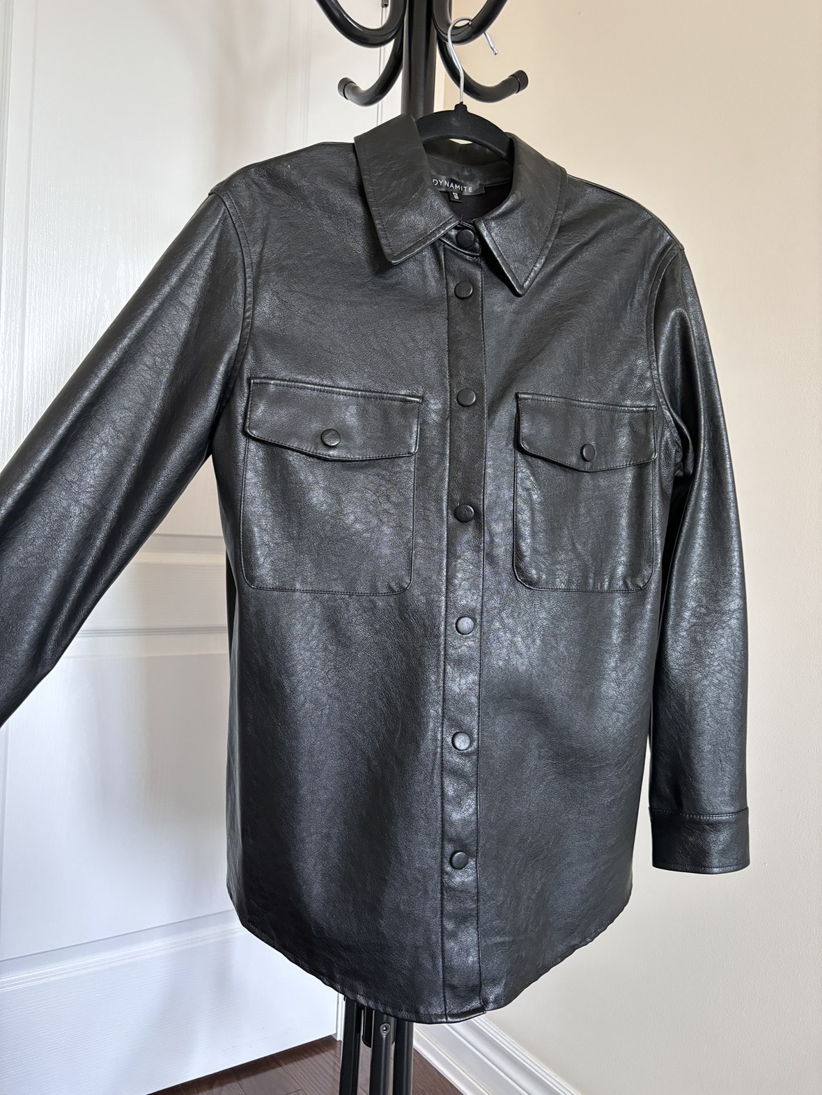 Dynamite Faux Leather Shirt (Size: S)