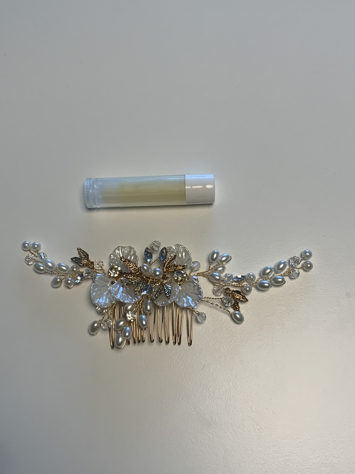 Bridal/prom hair comb accessories- gold, faux pearl, rhinestones - photo 2
