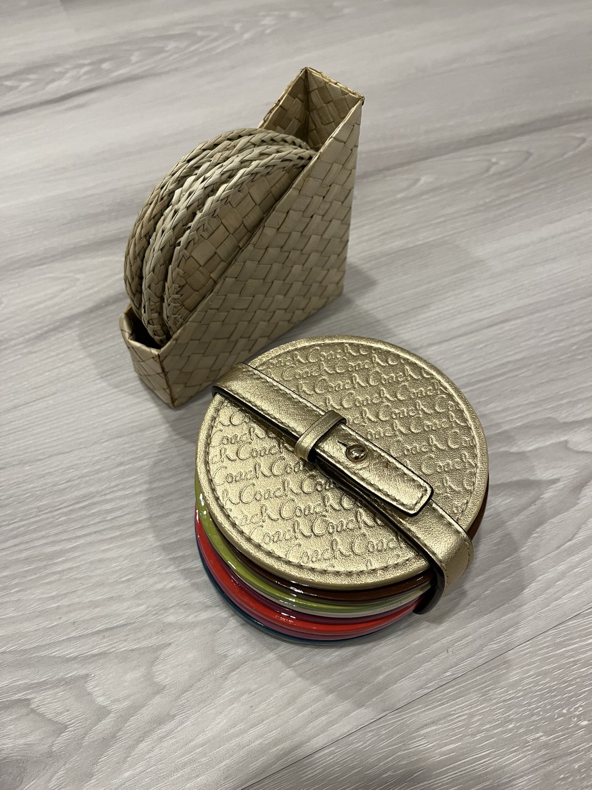 Coach coasters and bamboo coasters -14 in total