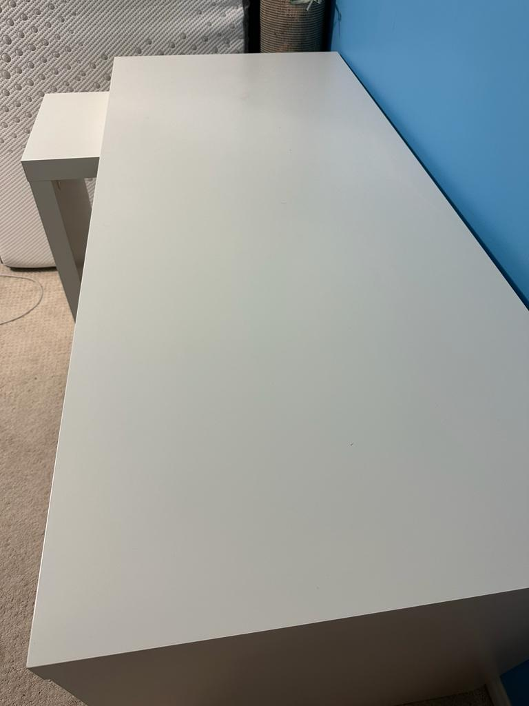 IKEA white working desk with removable side extension - photo 2